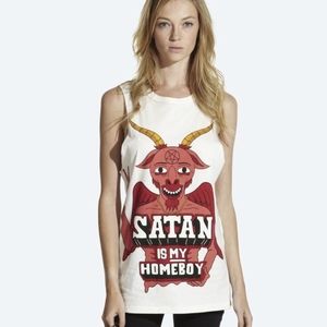 RARE! NWOT DROPDEAD 'Satan is my homeboy' Vest Tank Top